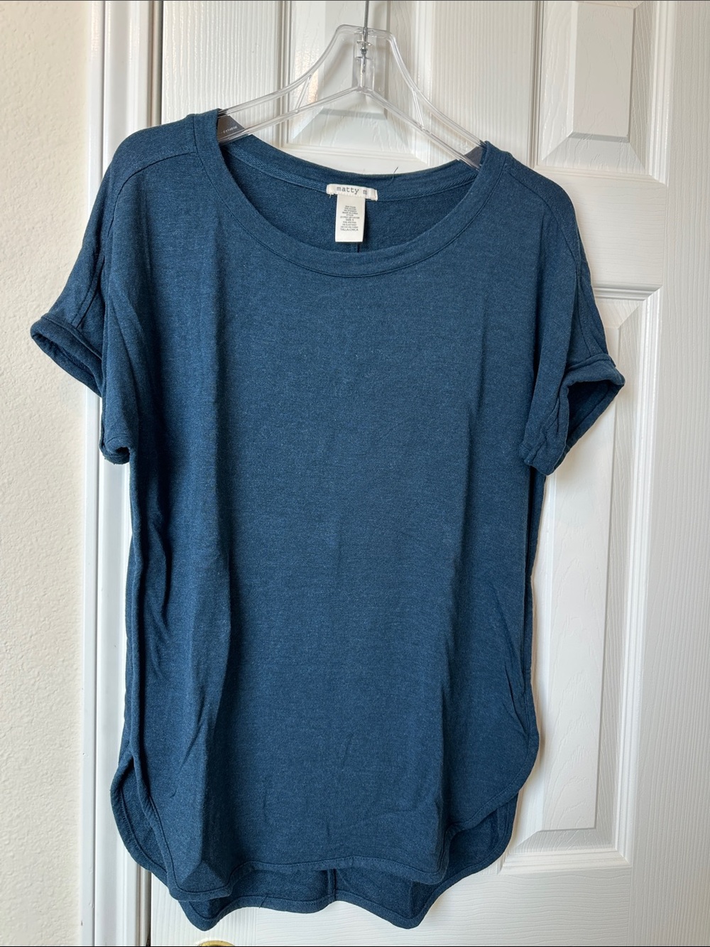 Matty M Short Sleeve Crewneck Tee in Slate Blue